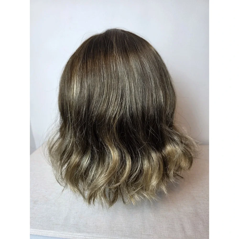 Estetica Wig Short Brunette Highlights With Fringe Iced Mocha Lace Front Bob